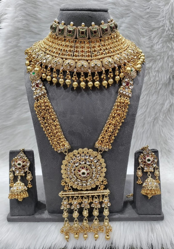 TRADITIONAL KUNDAN BRIDAL LONG NECKLACE JEWELLERY SET