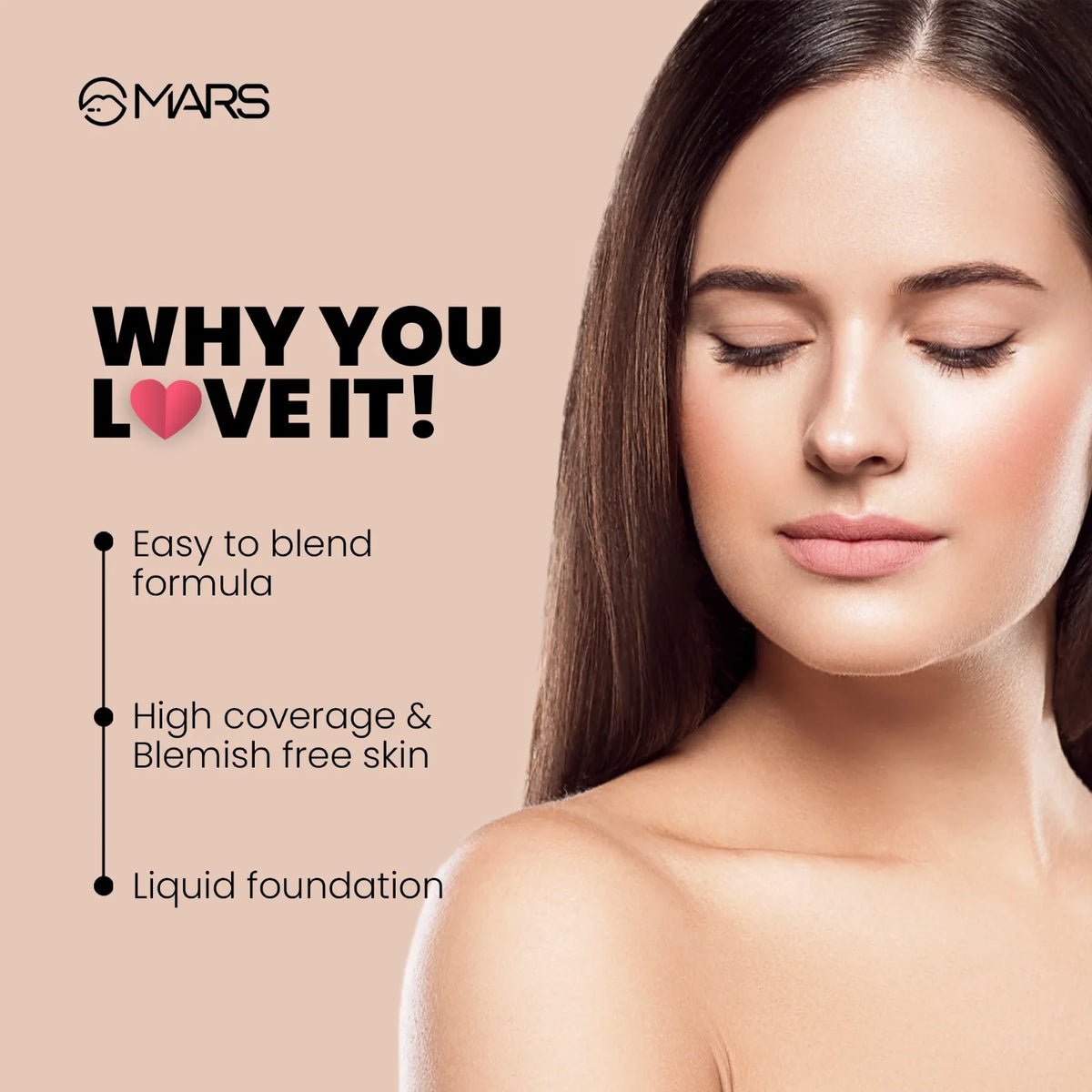 MARS HIGH COVERAGE FOUNDATION SPF50 PA++++ UVA/UVB 40ML